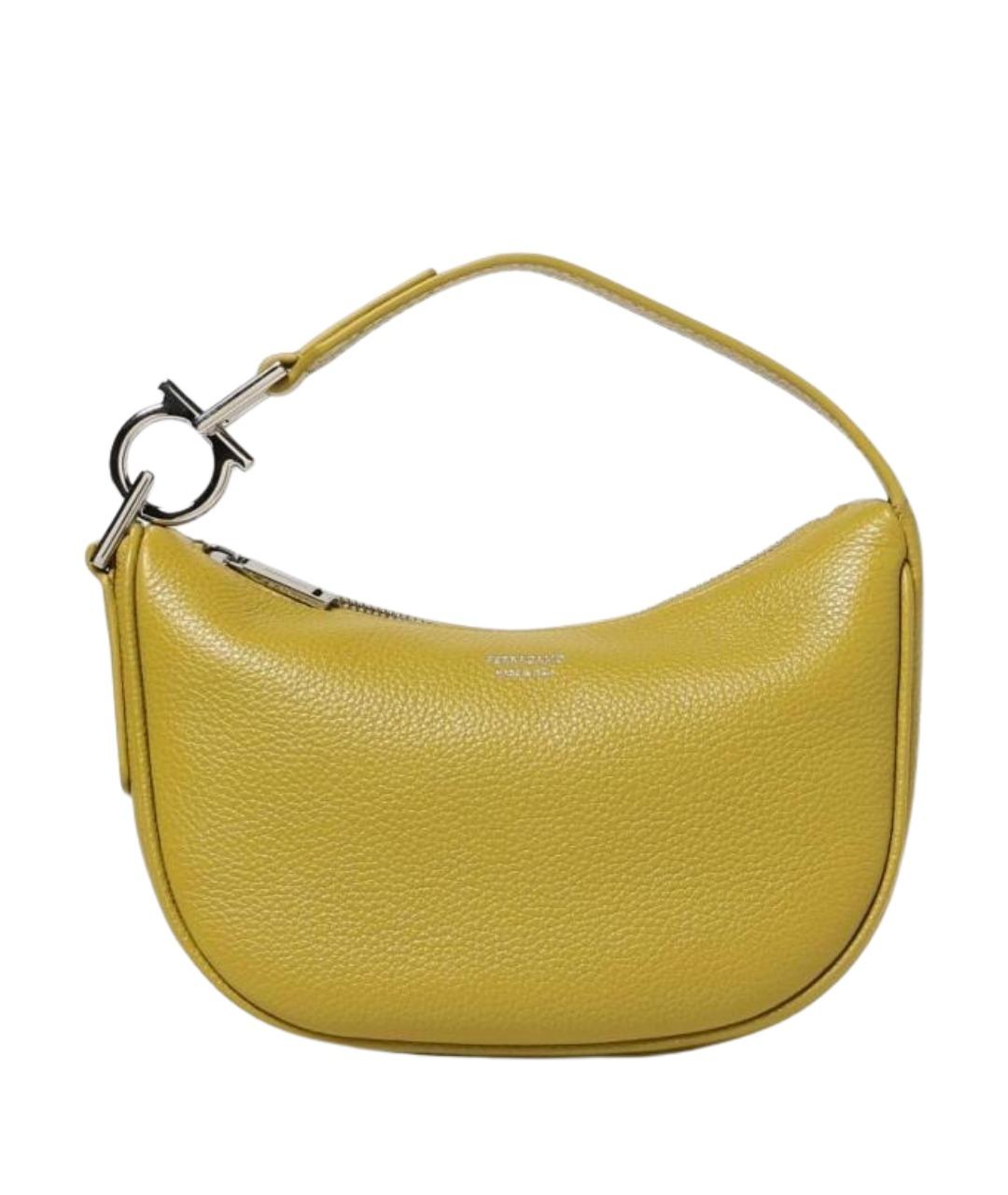 FERRAGAMO Желтая кожаная сумка через плечо, фото 1