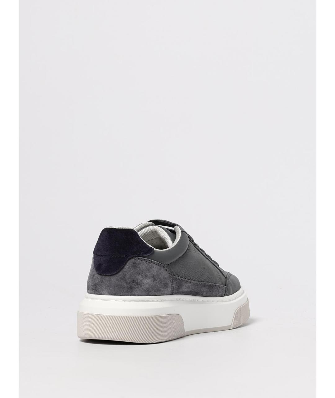 FERRAGAMO Серые кожаные низкие кроссовки / кеды, фото 3