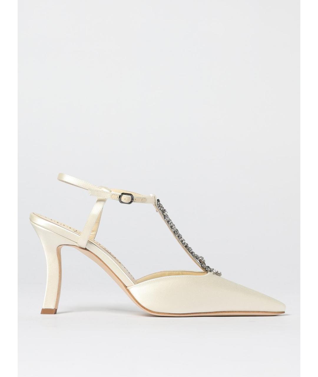 MANOLO BLAHNIK Бежевые текстильные туфли, фото 5