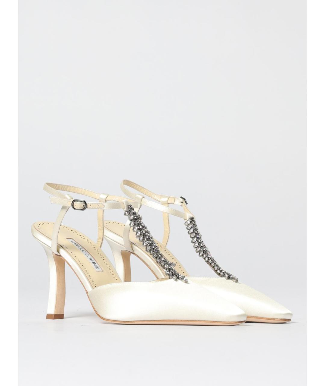 MANOLO BLAHNIK Бежевые текстильные туфли, фото 2