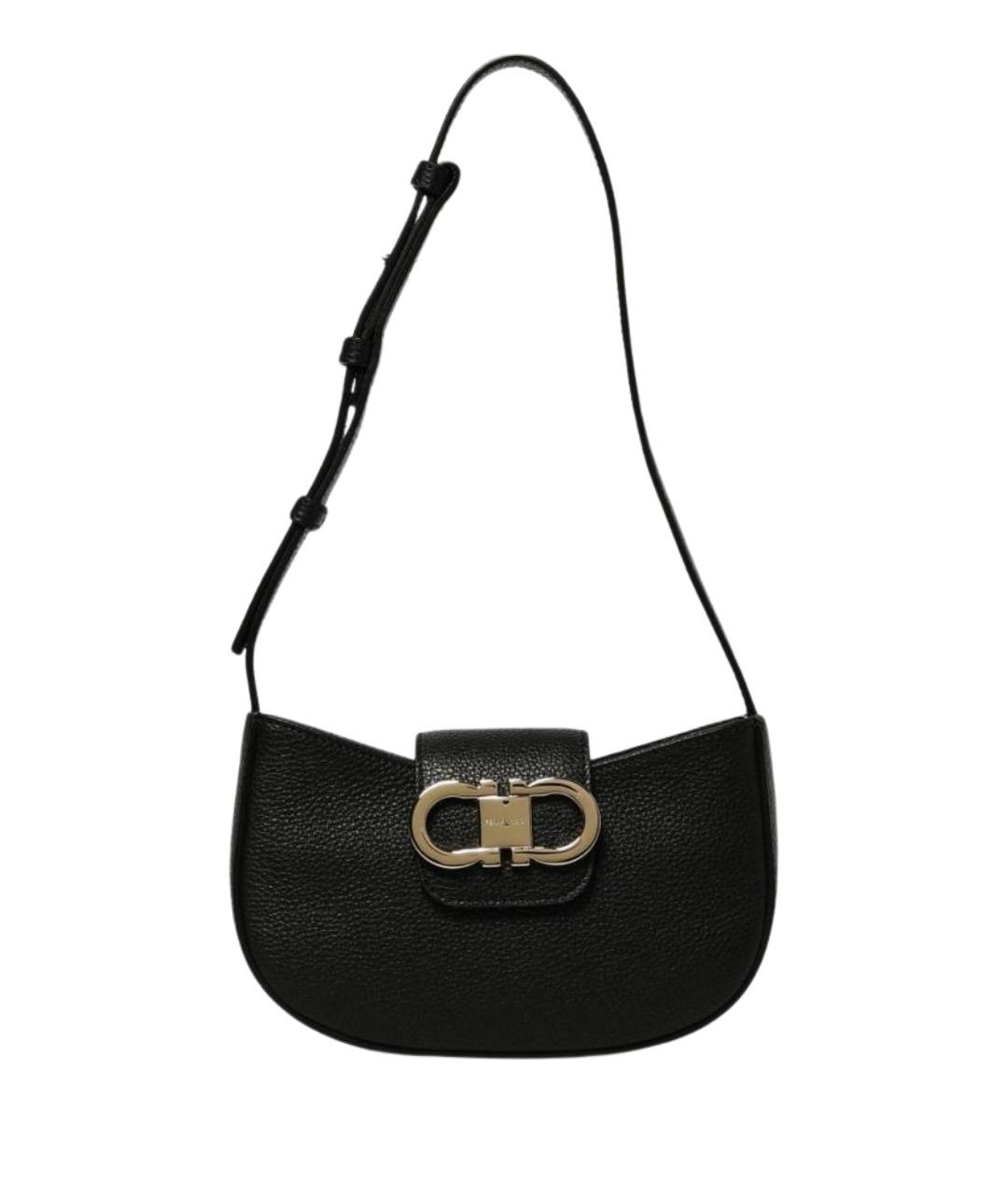 FERRAGAMO Черная кожаная сумка через плечо, фото 1