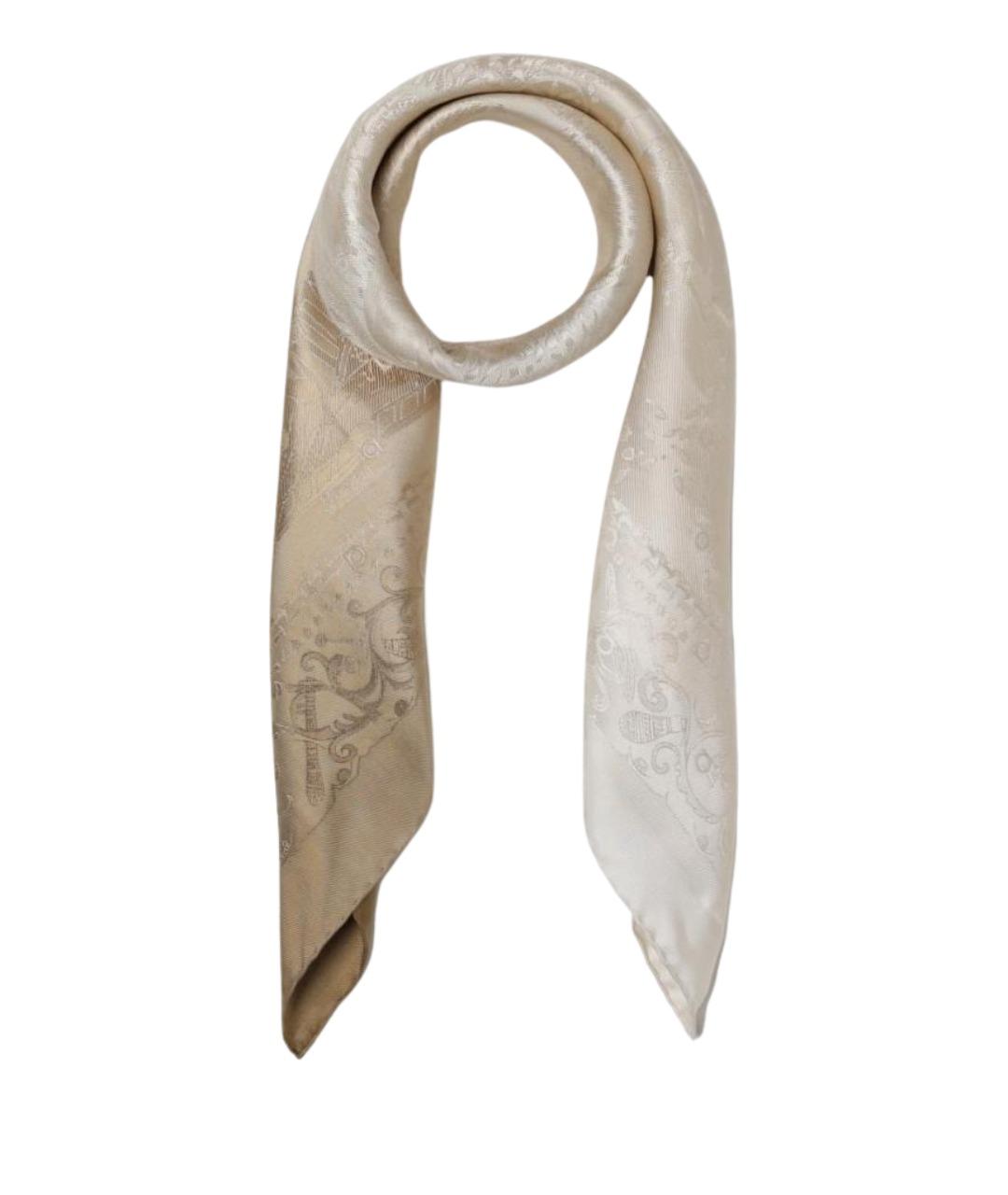 FERRAGAMO Бежевый шелковый шарф, фото 1