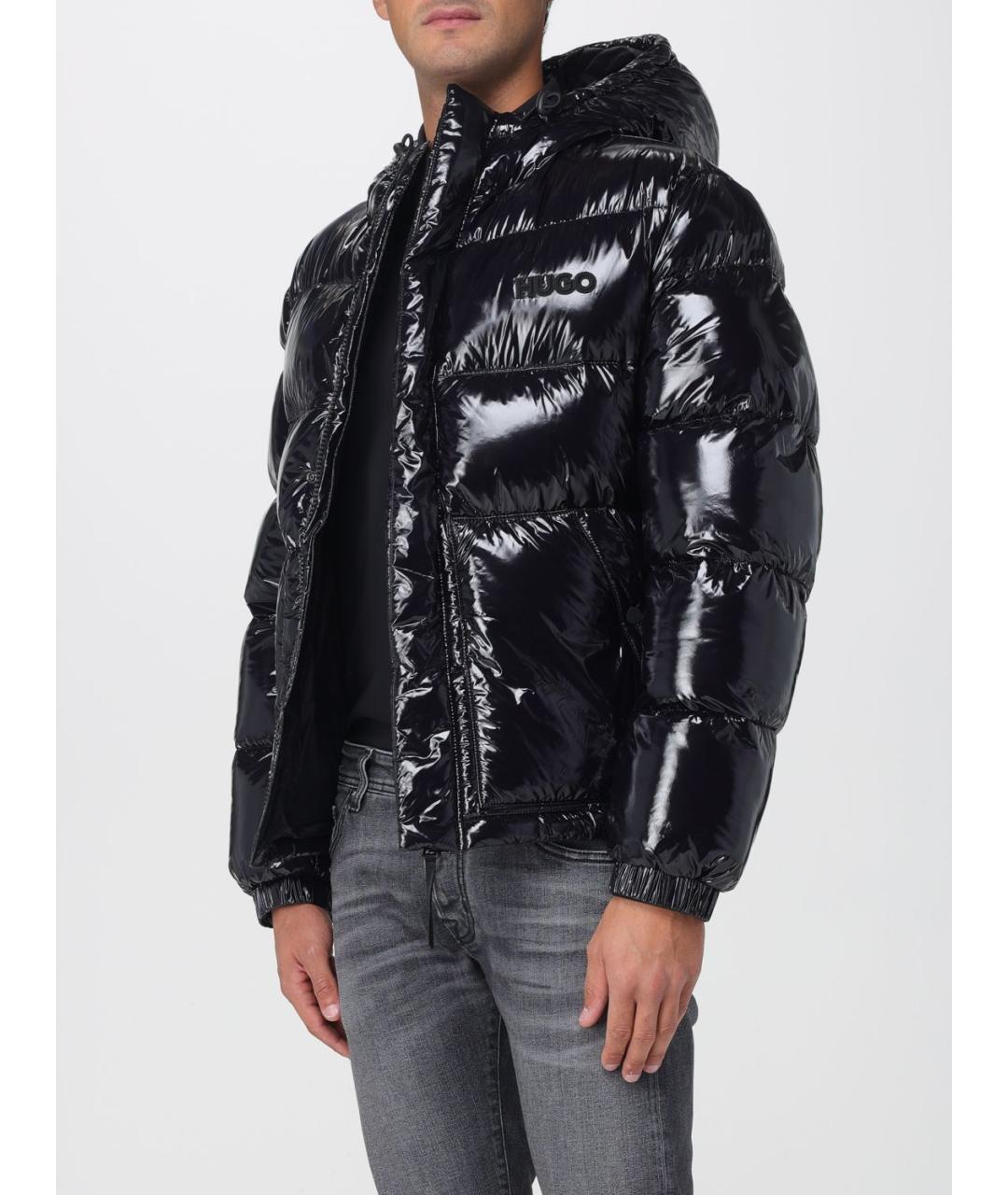 HUGO Черный полиамидовый пуховик, фото 3