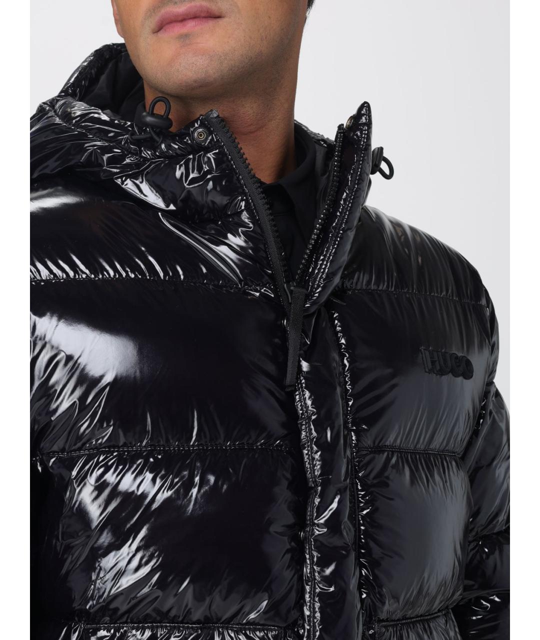 HUGO Черный полиамидовый пуховик, фото 4