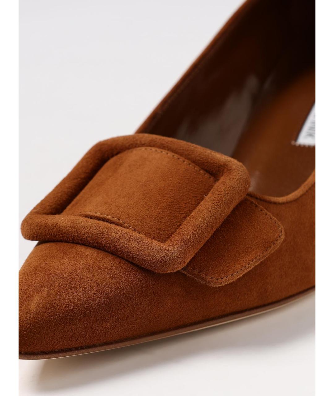 MANOLO BLAHNIK Бежевые замшевые туфли, фото 4