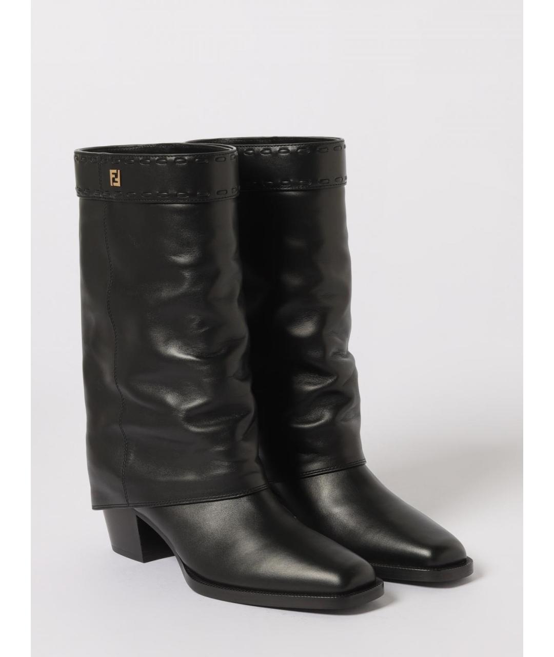 FENDI Черные кожаные сапоги, фото 2