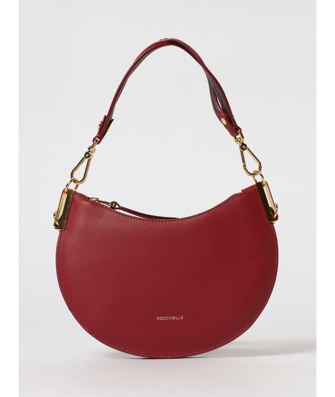 COCCINELLE Бордовая кожаная сумка через плечо, фото 4
