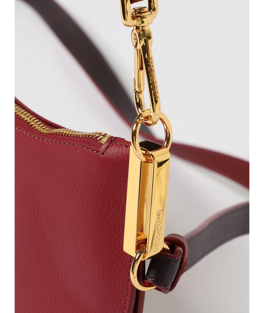 COCCINELLE Бордовая кожаная сумка через плечо, фото 3