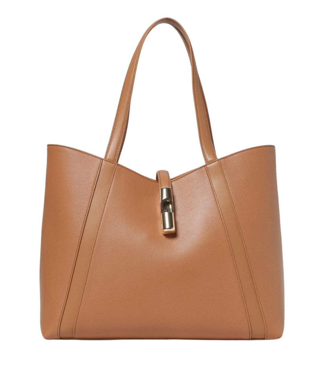 FURLA Коричневая кожаная сумка тоут, фото 1