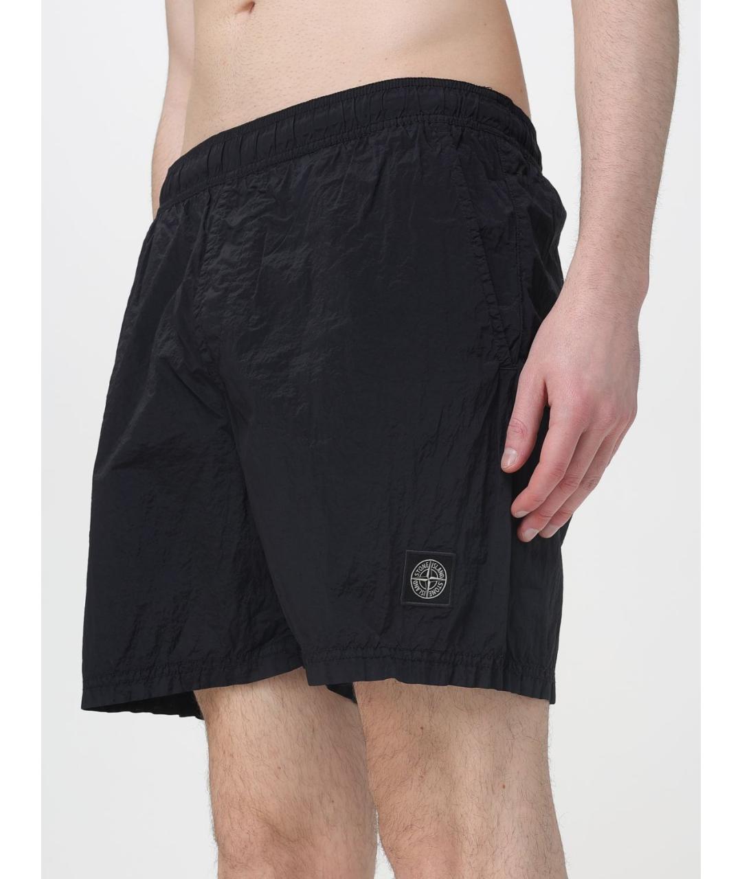 STONE ISLAND Черные полиамидовые шорты, фото 3