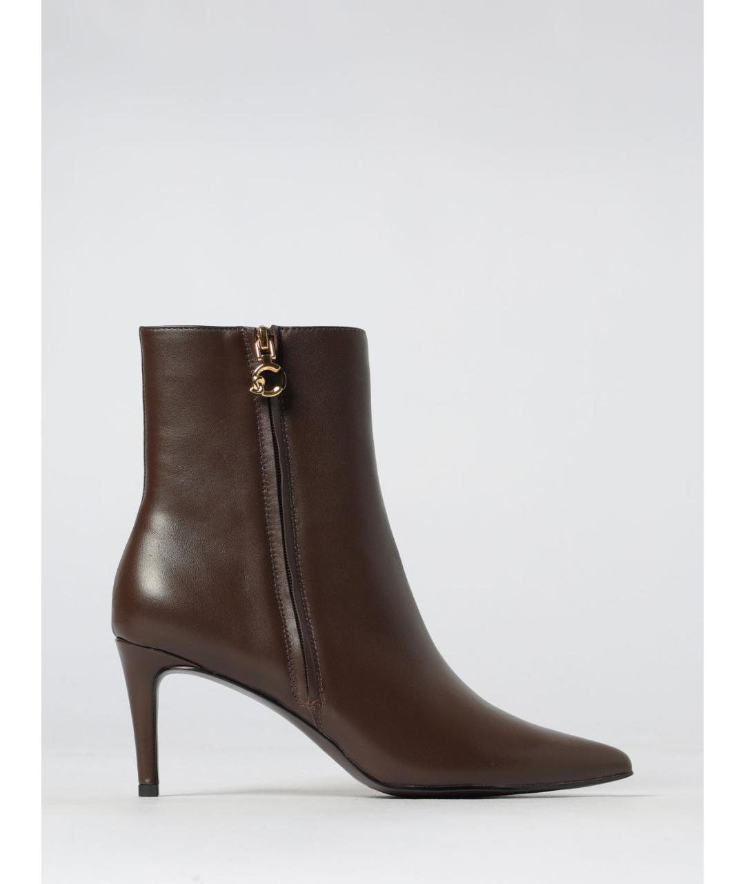 COCCINELLE Коричневые кожаные ботильоны, фото 4