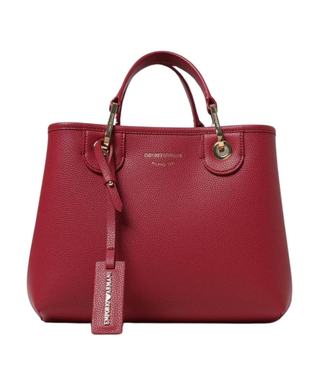 EMPORIO ARMANI Бордовая сумка тоут из искусственной кожи, фото 1