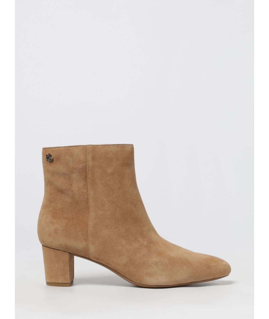 RALPH LAUREN Бежевые кожаные ботильоны, фото 4