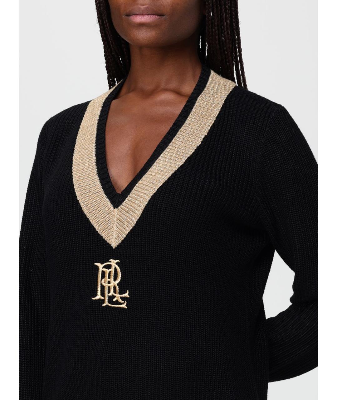 RALPH LAUREN Черный хлопковый джемпер / свитер, фото 3