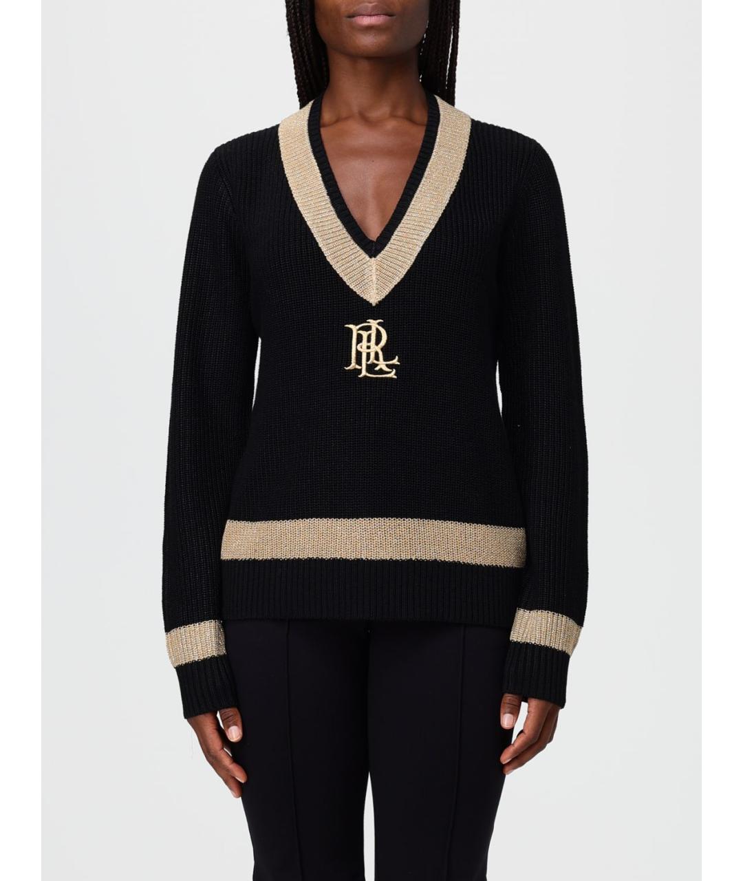 RALPH LAUREN Черный хлопковый джемпер / свитер, фото 4