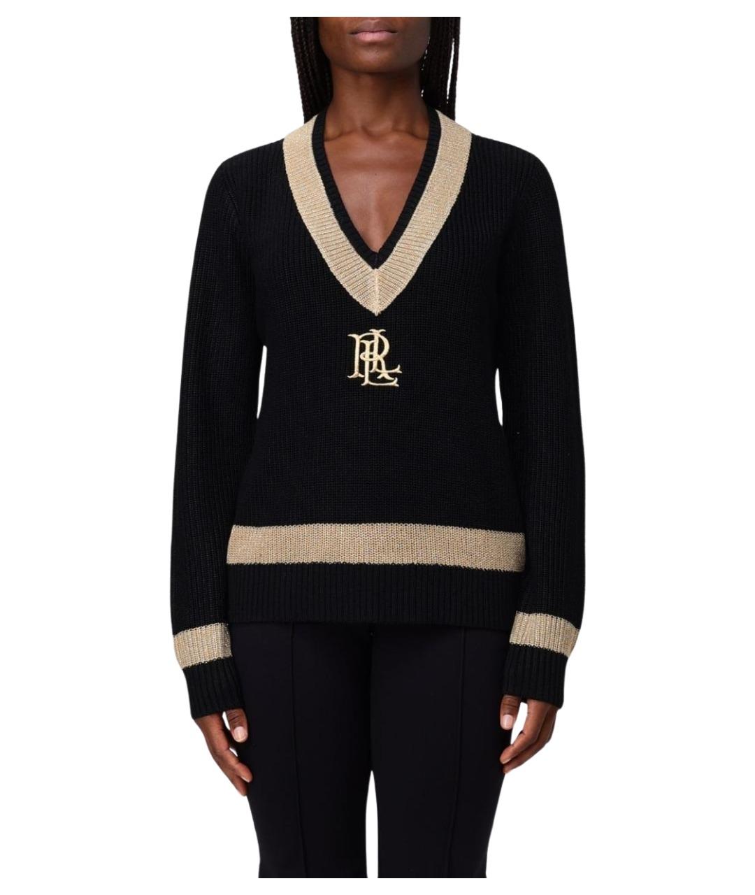 RALPH LAUREN Черный хлопковый джемпер / свитер, фото 1