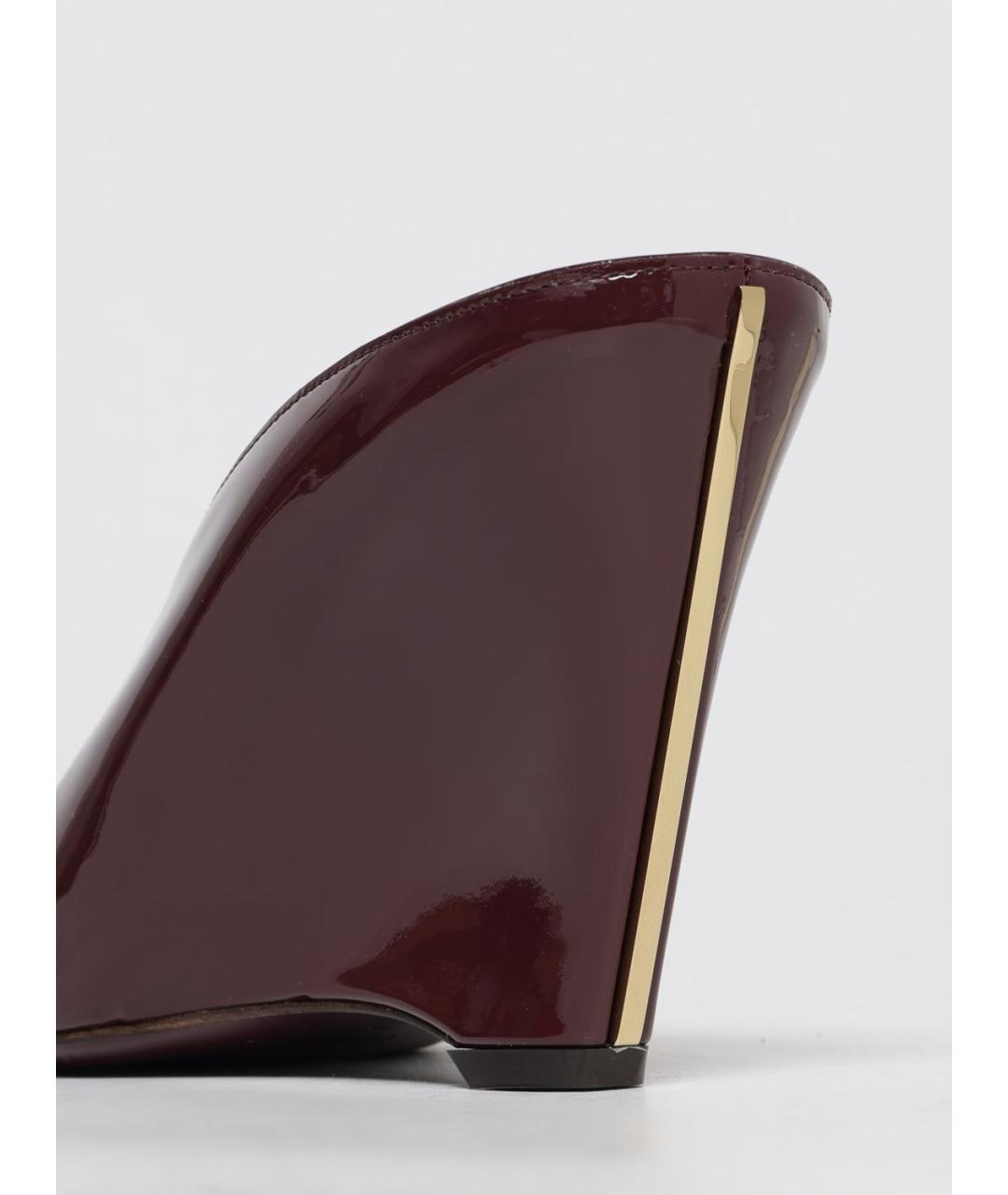 FERRAGAMO Бордовые мюли из лакированной кожи, фото 4