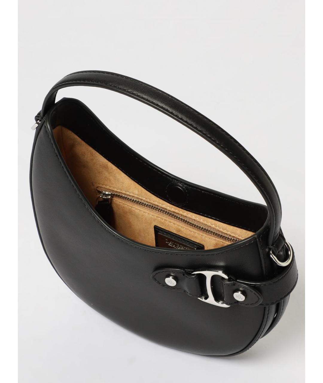 RALPH LAUREN Черная кожаная сумка через плечо, фото 3