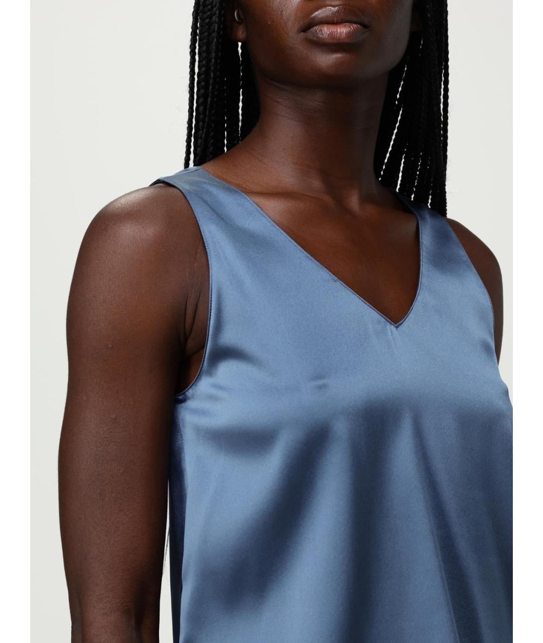 EMPORIO ARMANI Синяя шелковая майка, фото 3