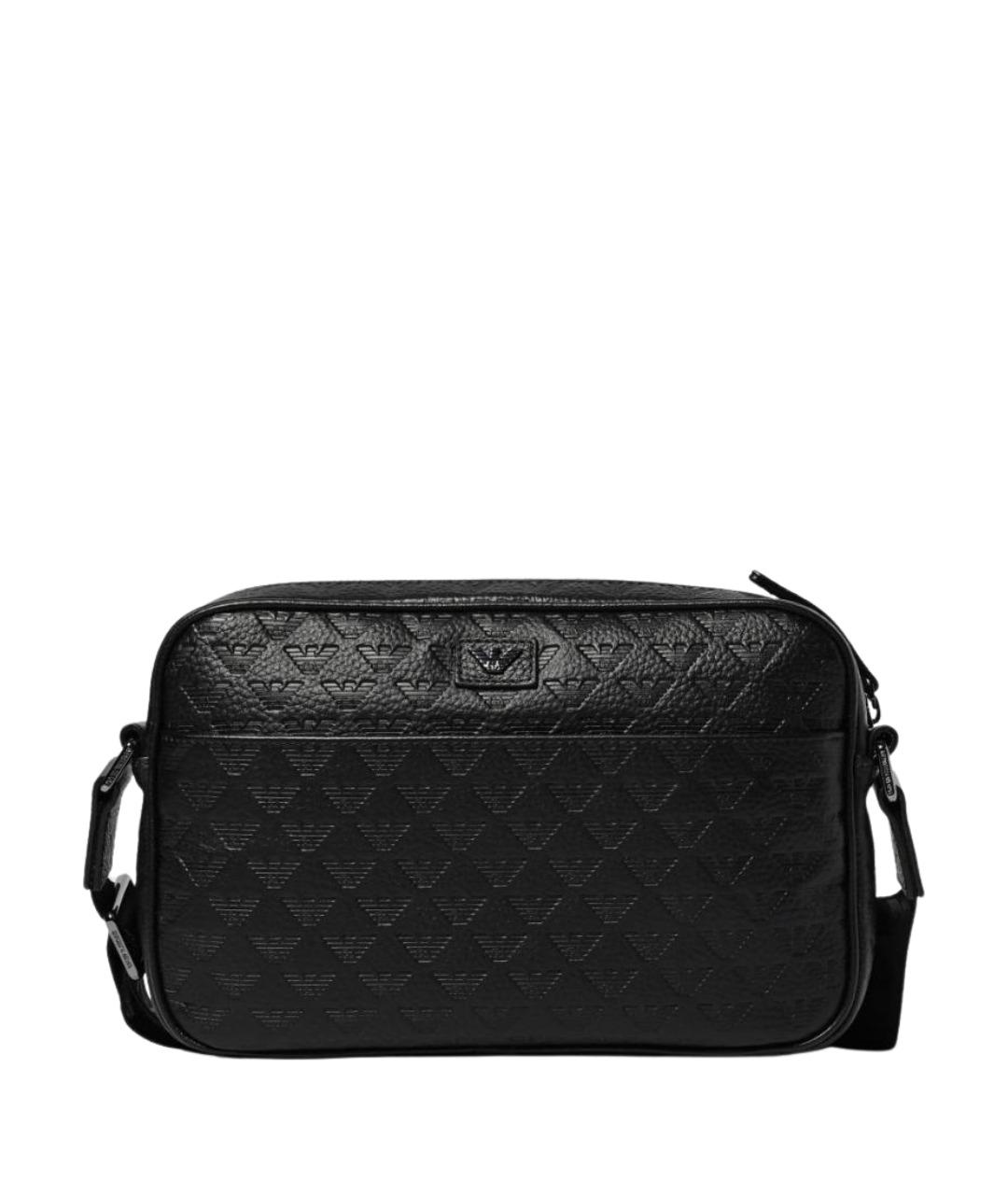 EMPORIO ARMANI Черная кожаная сумка на плечо, фото 1