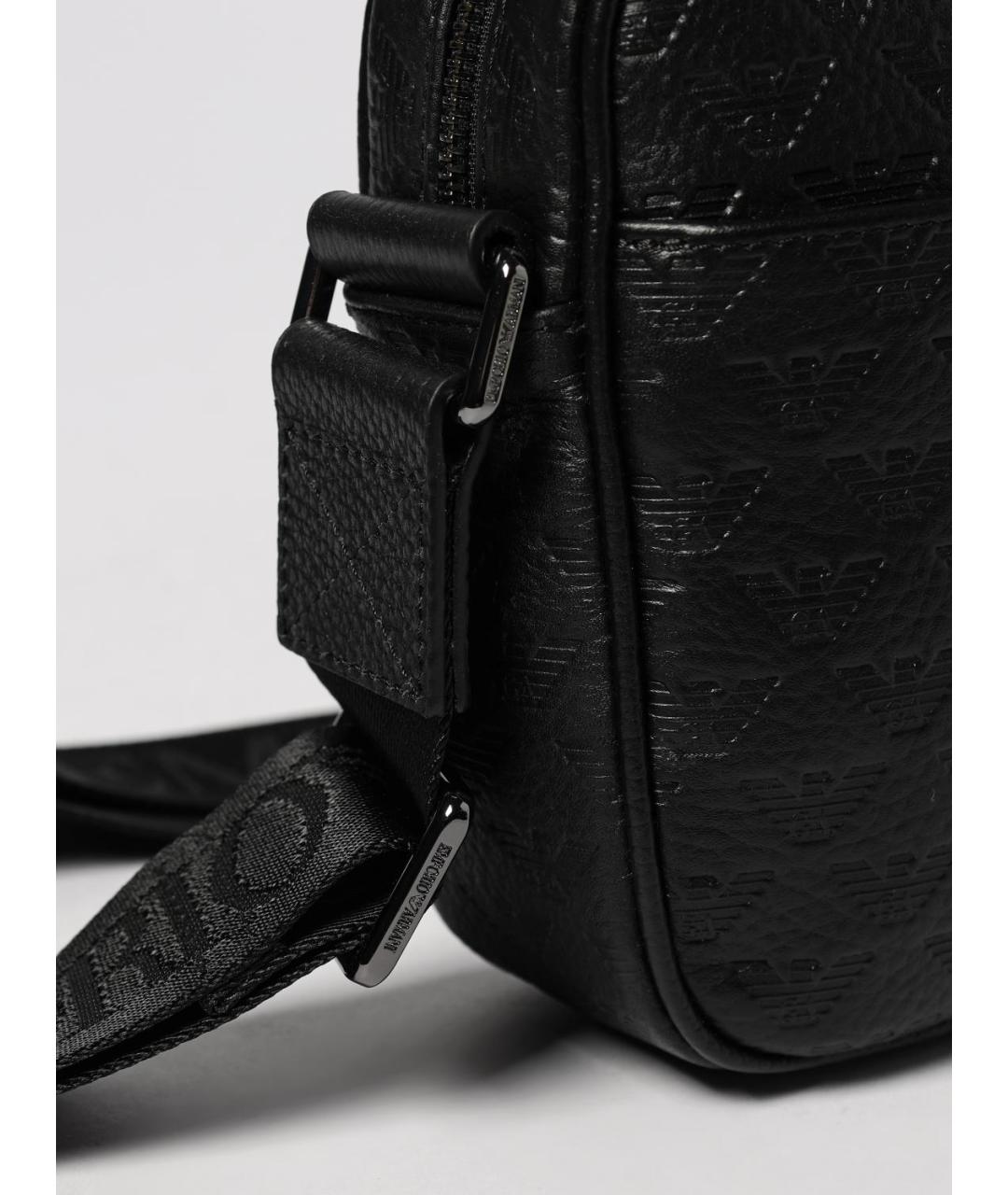 EMPORIO ARMANI Черная кожаная сумка на плечо, фото 3
