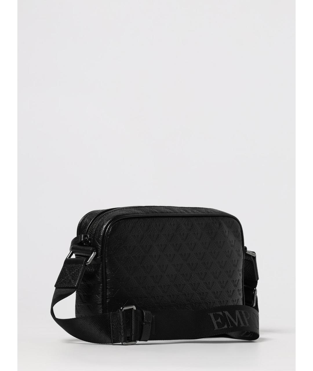 EMPORIO ARMANI Черная кожаная сумка на плечо, фото 2