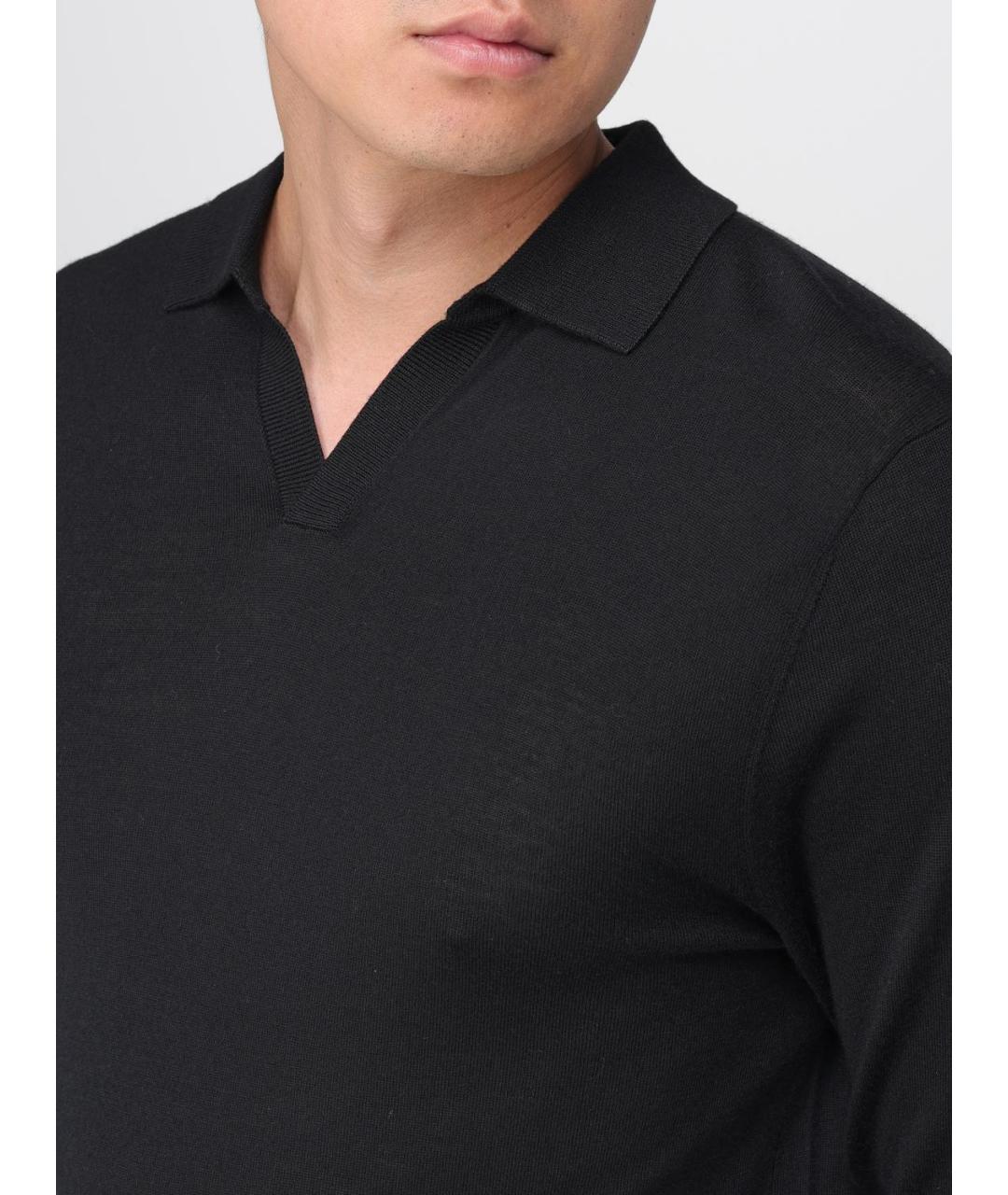 EMPORIO ARMANI Черное поло с длинным рукавом, фото 3