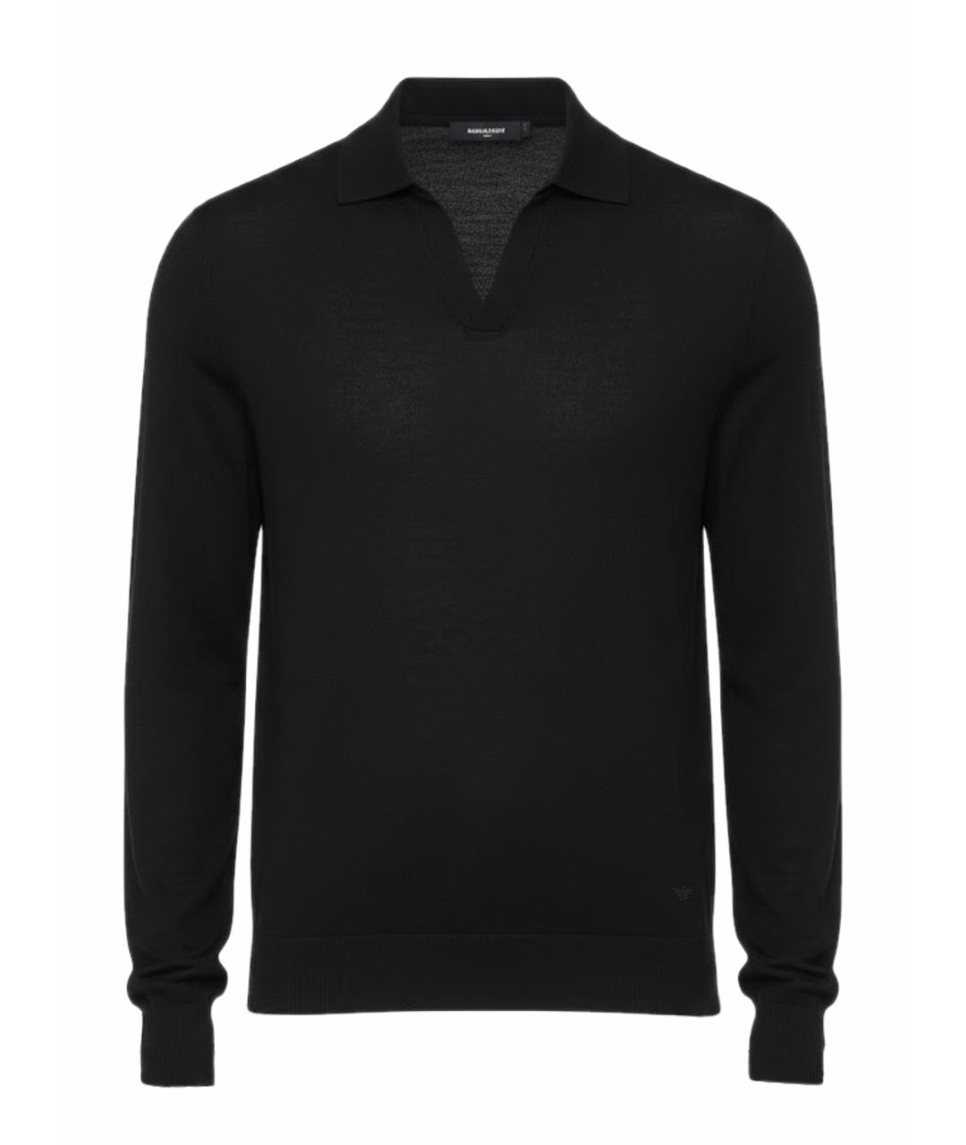 EMPORIO ARMANI Черное поло с длинным рукавом, фото 1