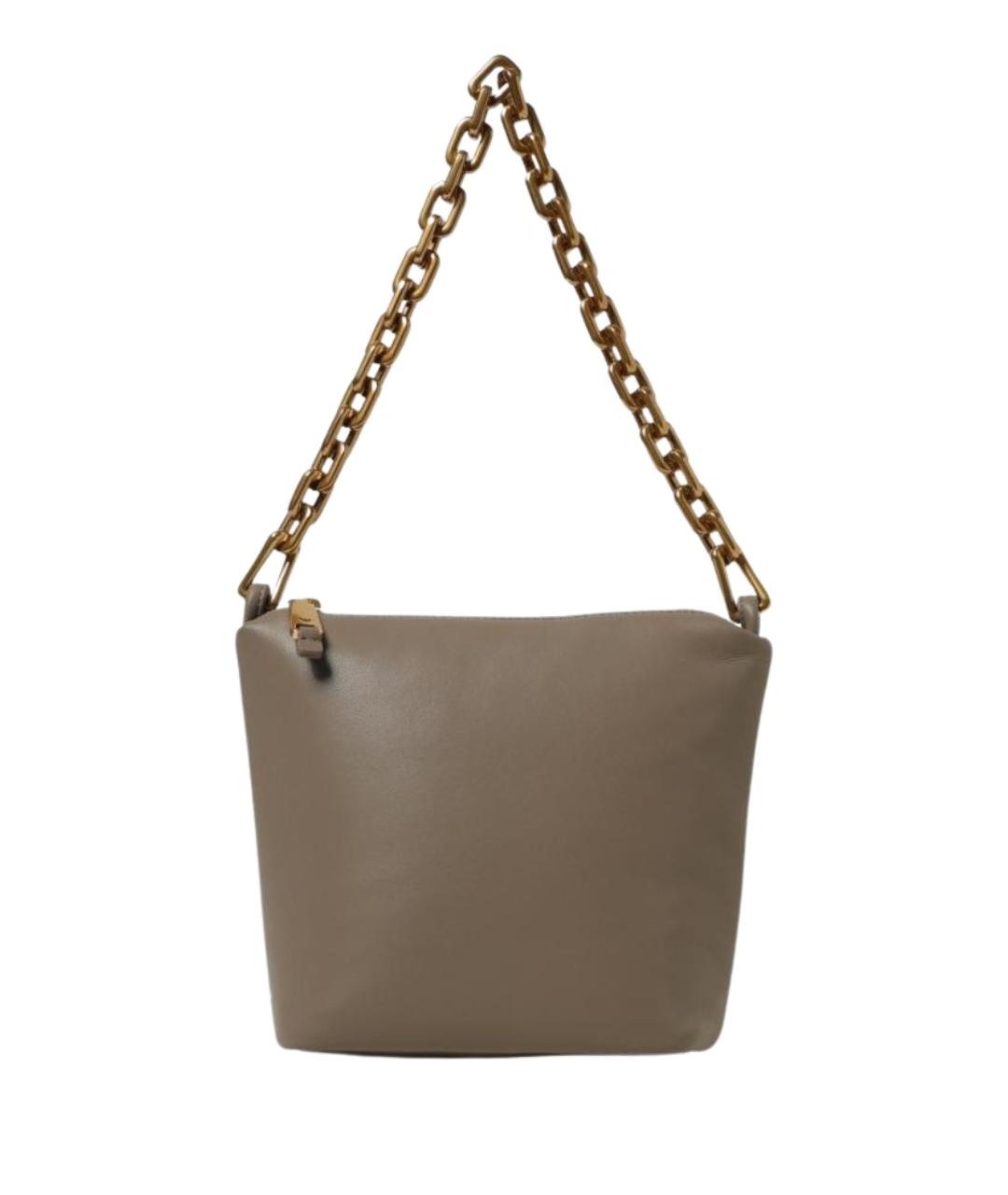 EMPORIO ARMANI Бежевая кожаная сумка через плечо, фото 1