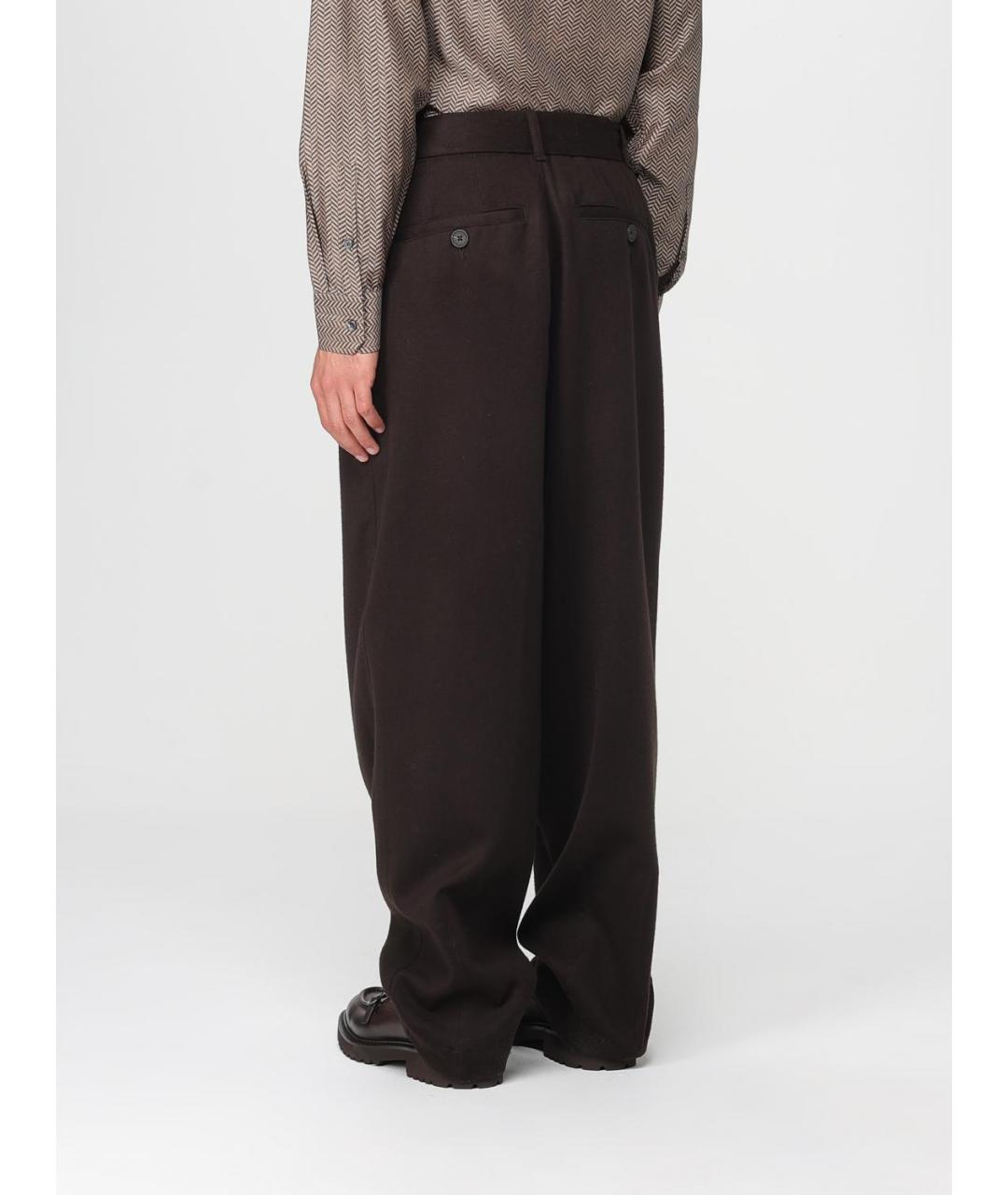 EMPORIO ARMANI Коричневые шерстяные повседневные брюки, фото 4