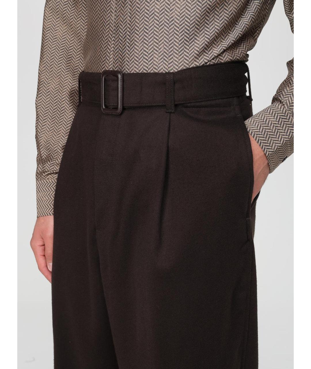 EMPORIO ARMANI Коричневые шерстяные повседневные брюки, фото 5