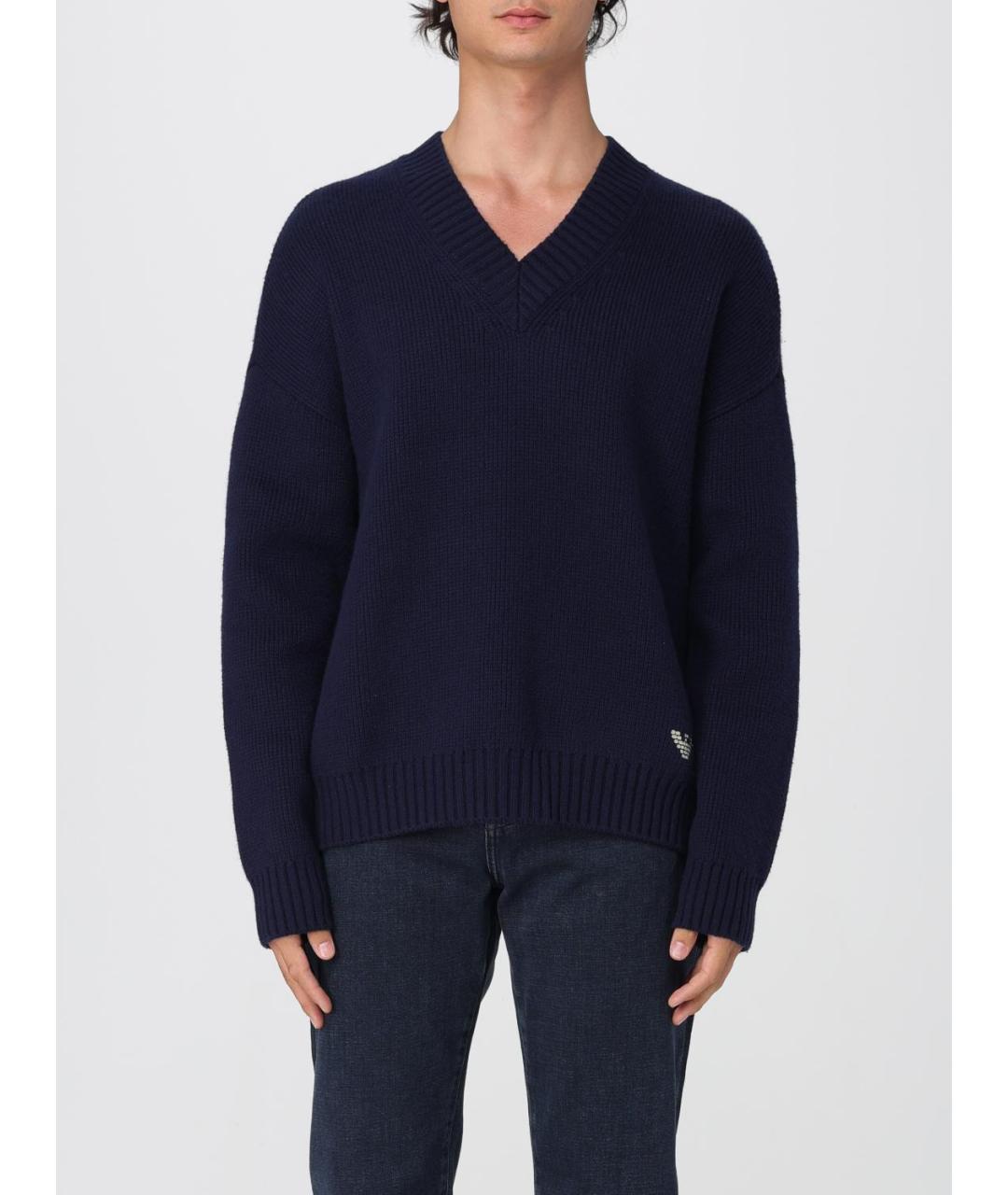 EMPORIO ARMANI Синий шерстяной джемпер / свитер, фото 2