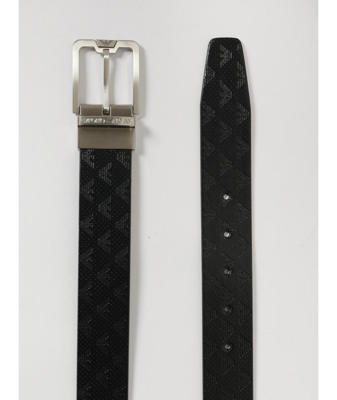 EMPORIO ARMANI Черный кожаный ремень, фото 3
