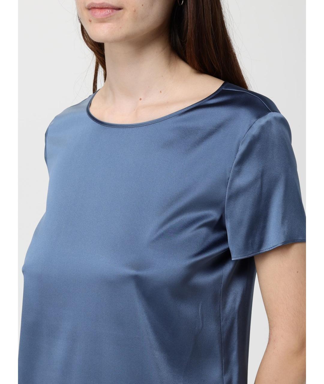 EMPORIO ARMANI Синяя шелковая блузы, фото 3