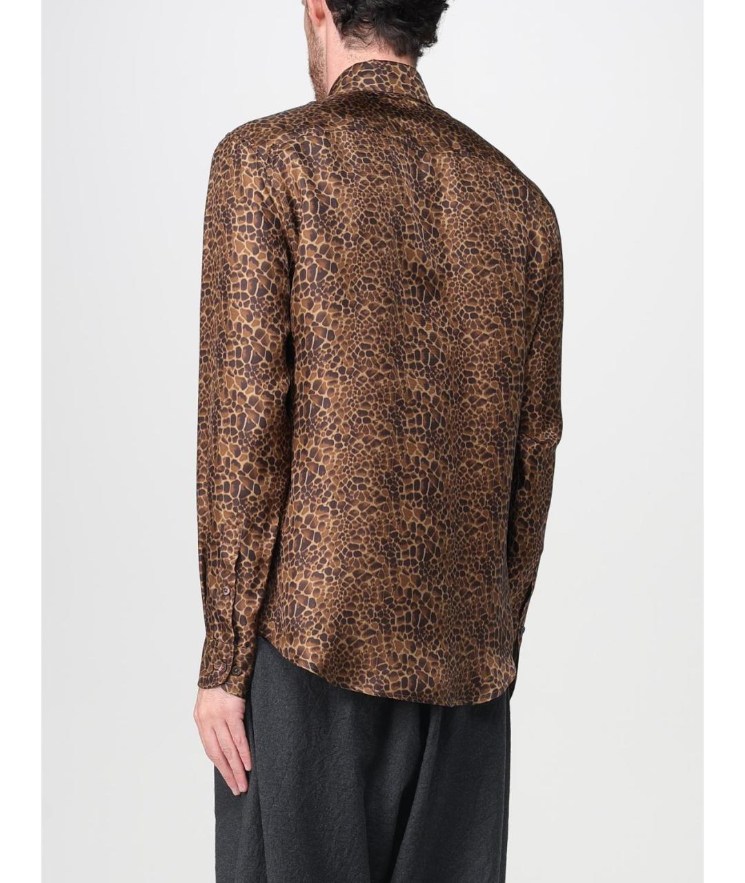 EMPORIO ARMANI Бежевая шелковая кэжуал рубашка, фото 2