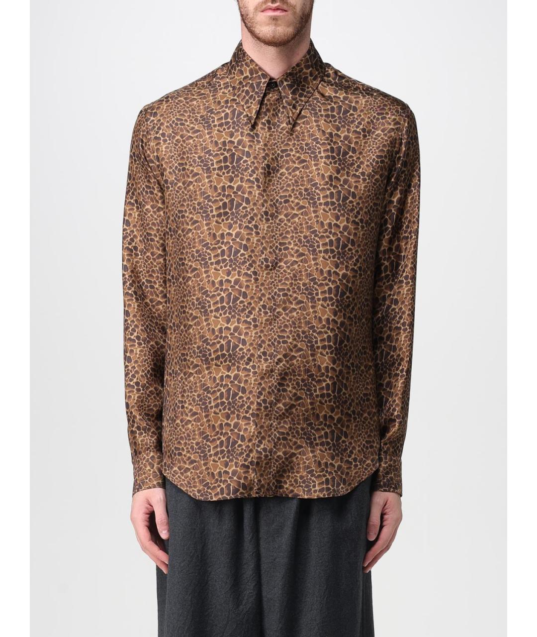 EMPORIO ARMANI Бежевая шелковая кэжуал рубашка, фото 4