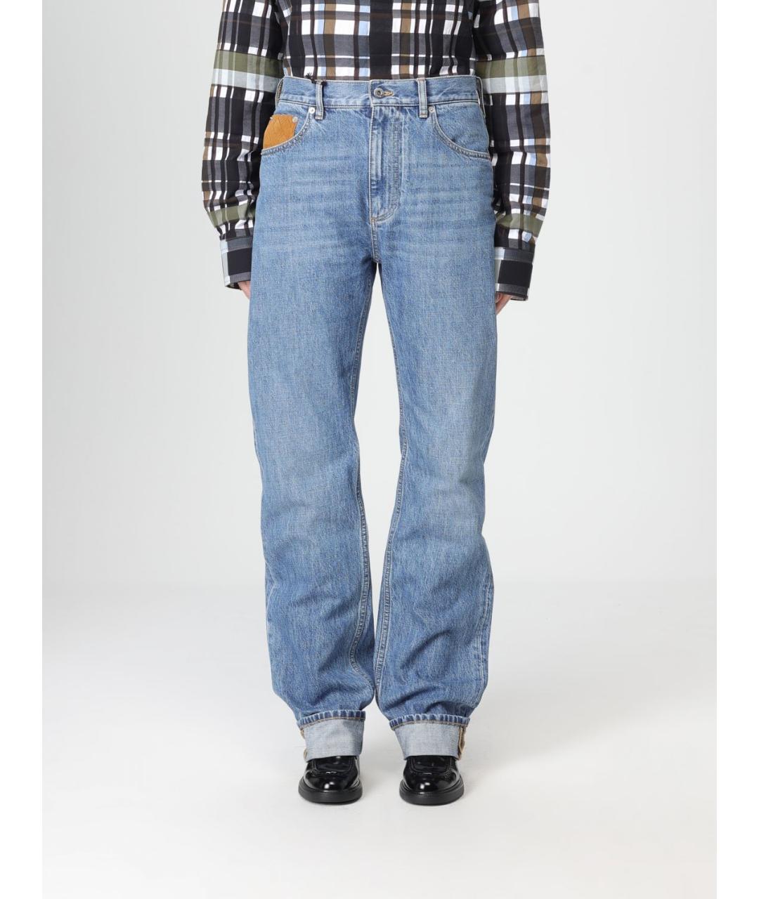 BOTTEGA VENETA Голубые хлопковые прямые джинсы, фото 6