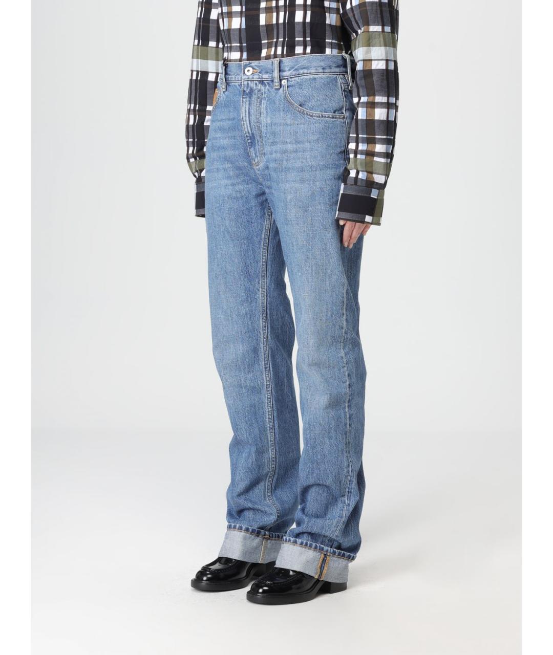 BOTTEGA VENETA Голубые хлопковые прямые джинсы, фото 4