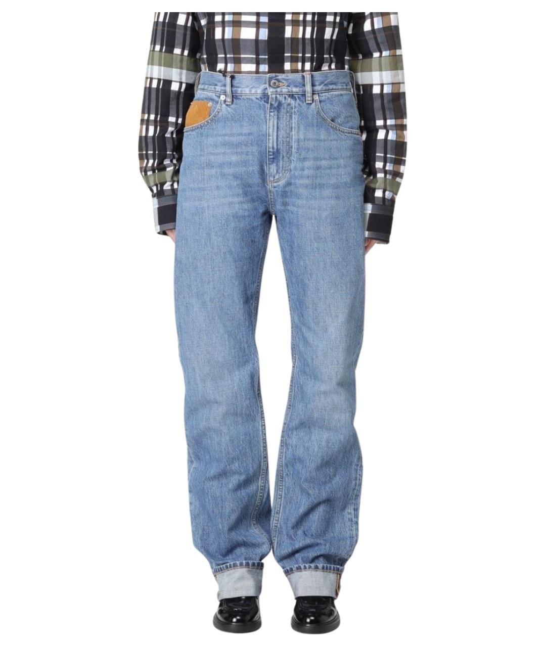 BOTTEGA VENETA Голубые хлопковые прямые джинсы, фото 1