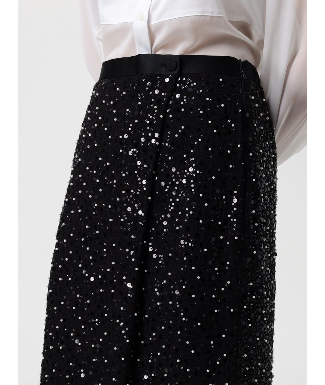 EMPORIO ARMANI Черная полиэстеровая юбка макси, фото 4