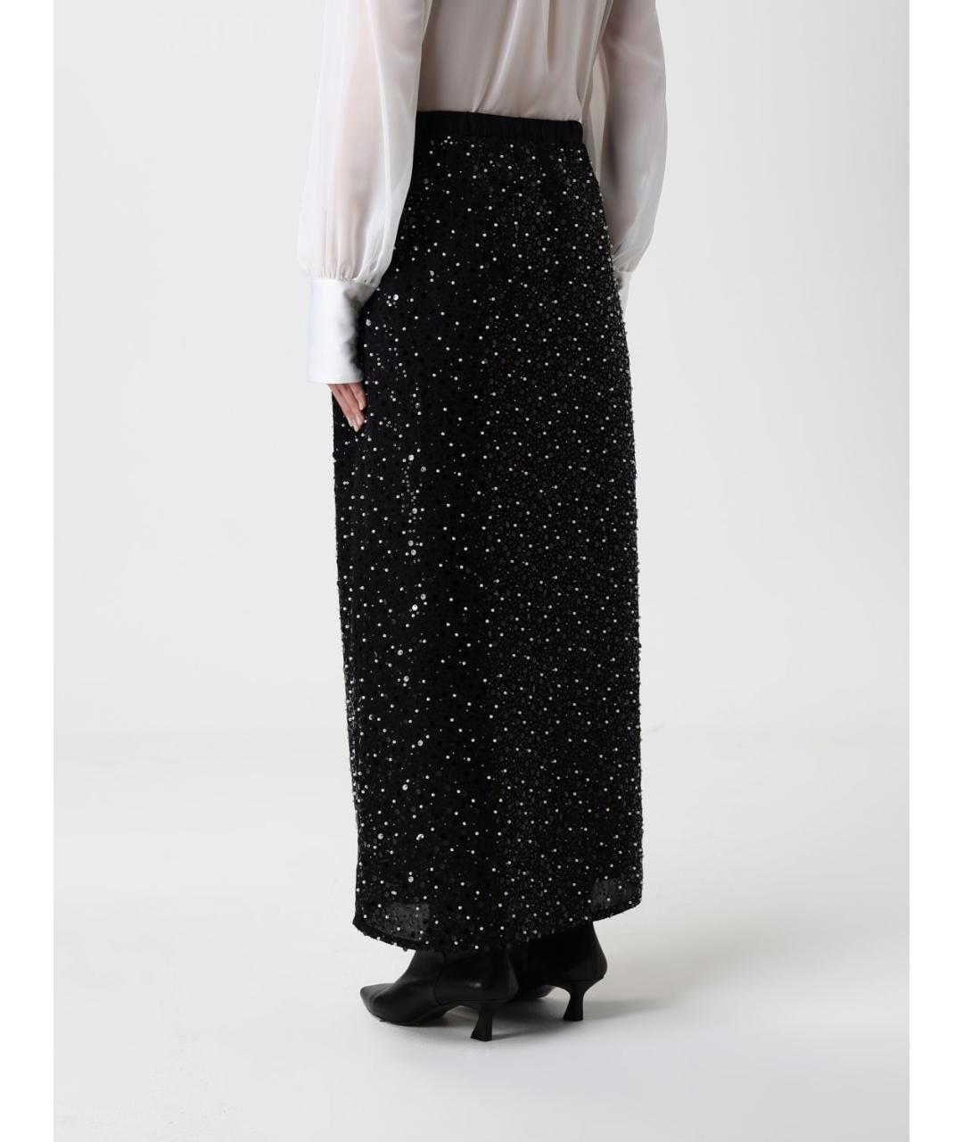 EMPORIO ARMANI Черная полиэстеровая юбка макси, фото 3
