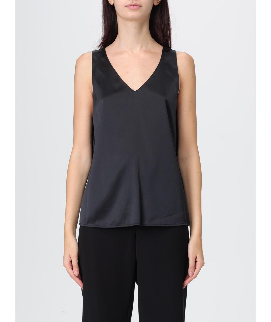 EMPORIO ARMANI Черная шелковая майка, фото 4