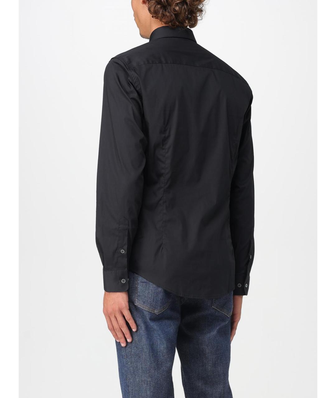 EMPORIO ARMANI Черная хлопковая кэжуал рубашка, фото 2