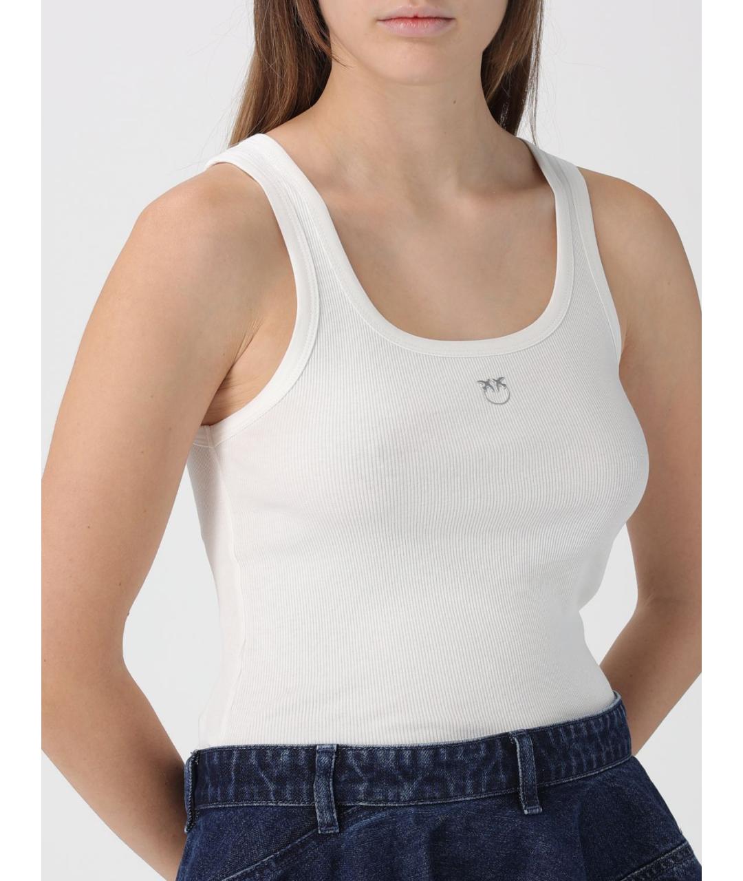 PINKO Белая хлопковая майка, фото 4