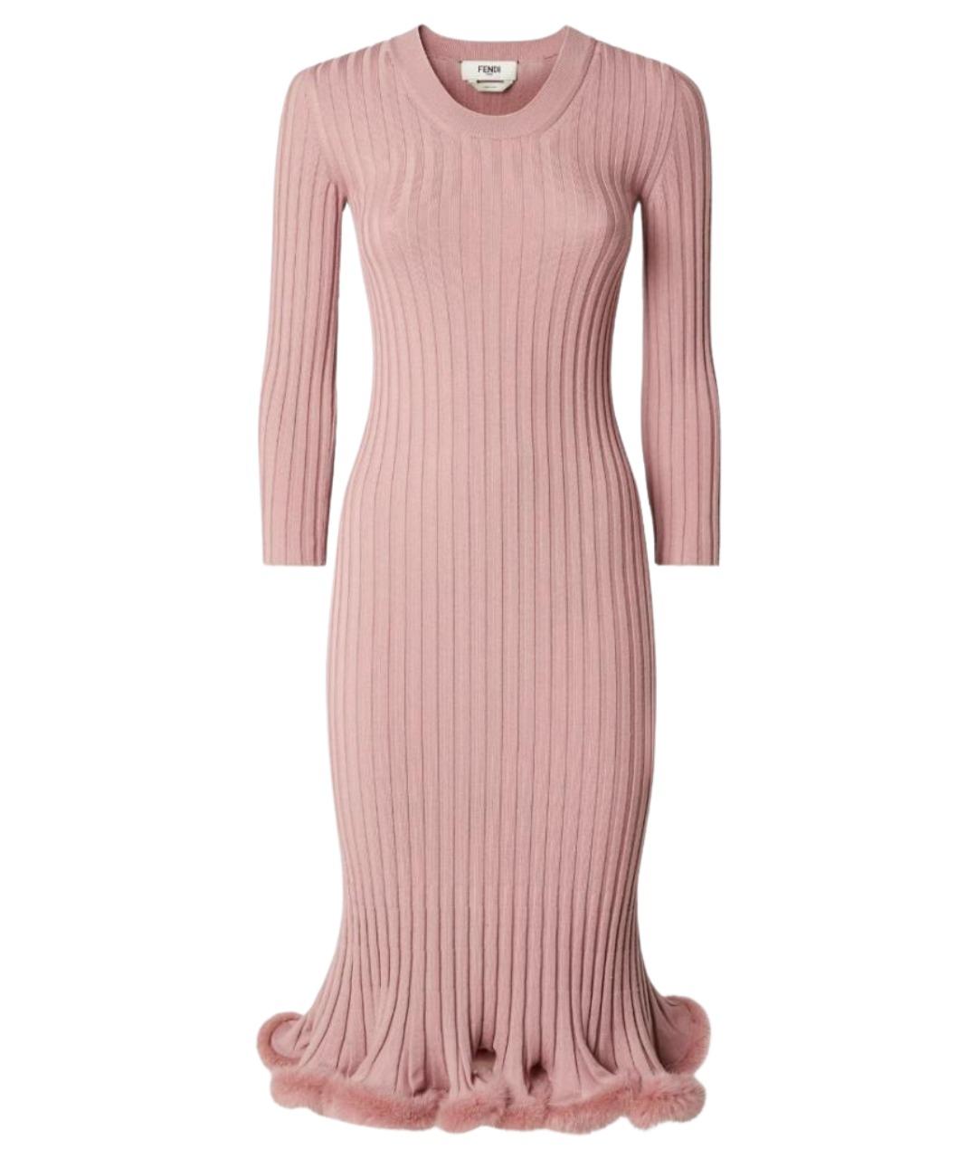 FENDI Розовое шерстяное повседневное платье, фото 1