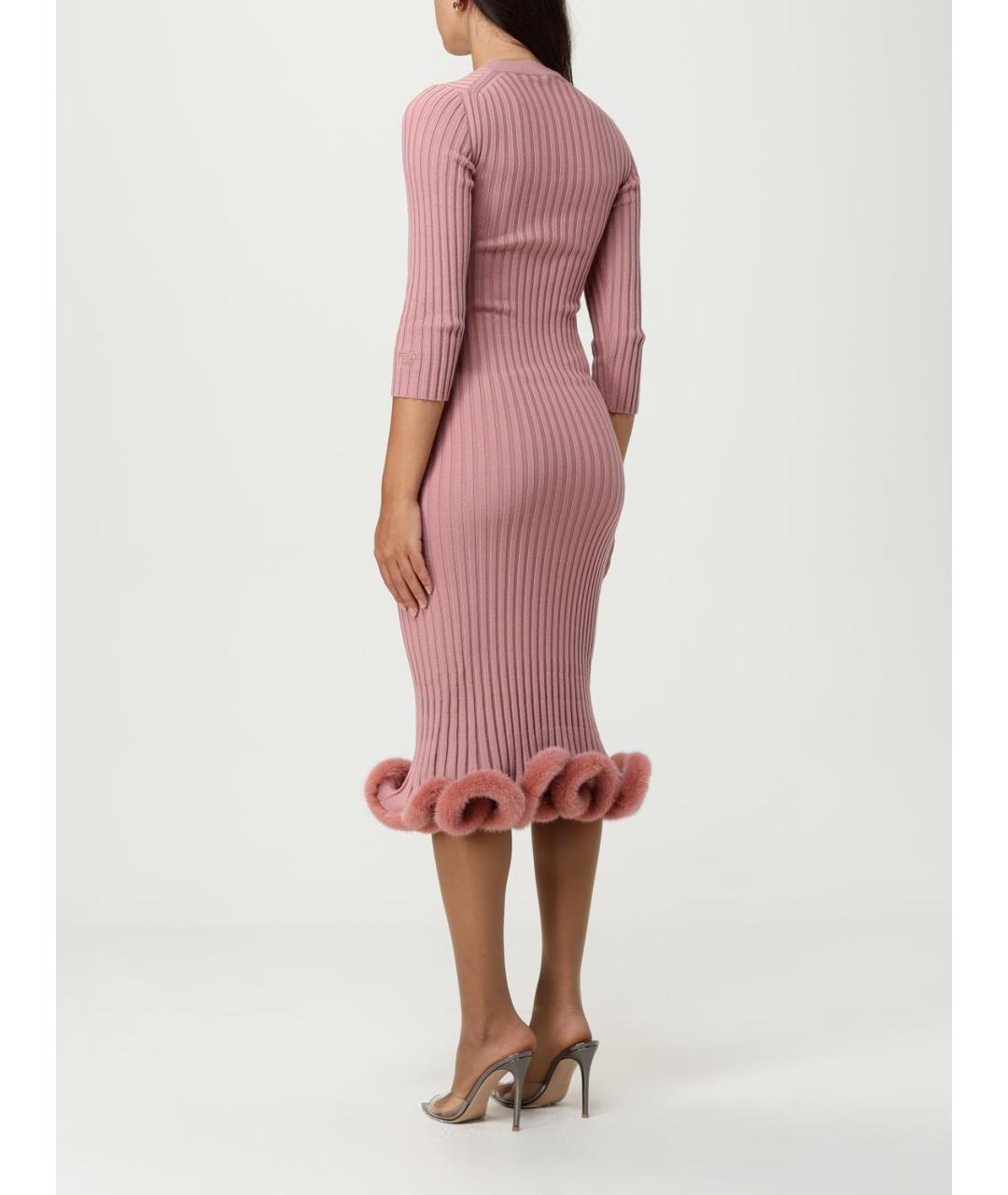 FENDI Розовое шерстяное повседневное платье, фото 4