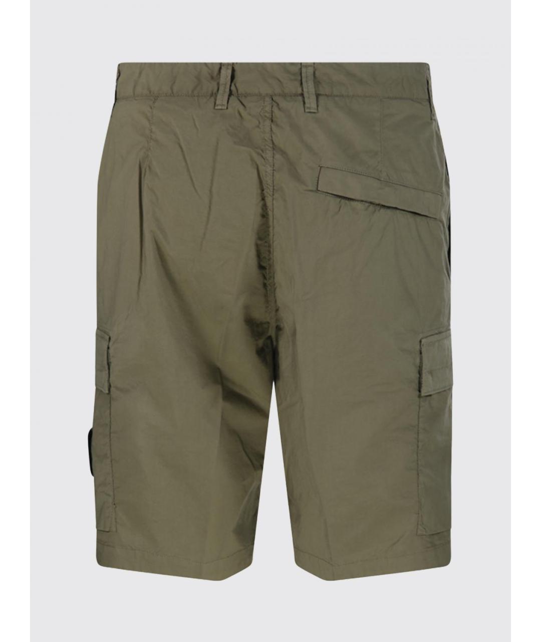 STONE ISLAND Хаки хлопко-эластановые шорты, фото 2