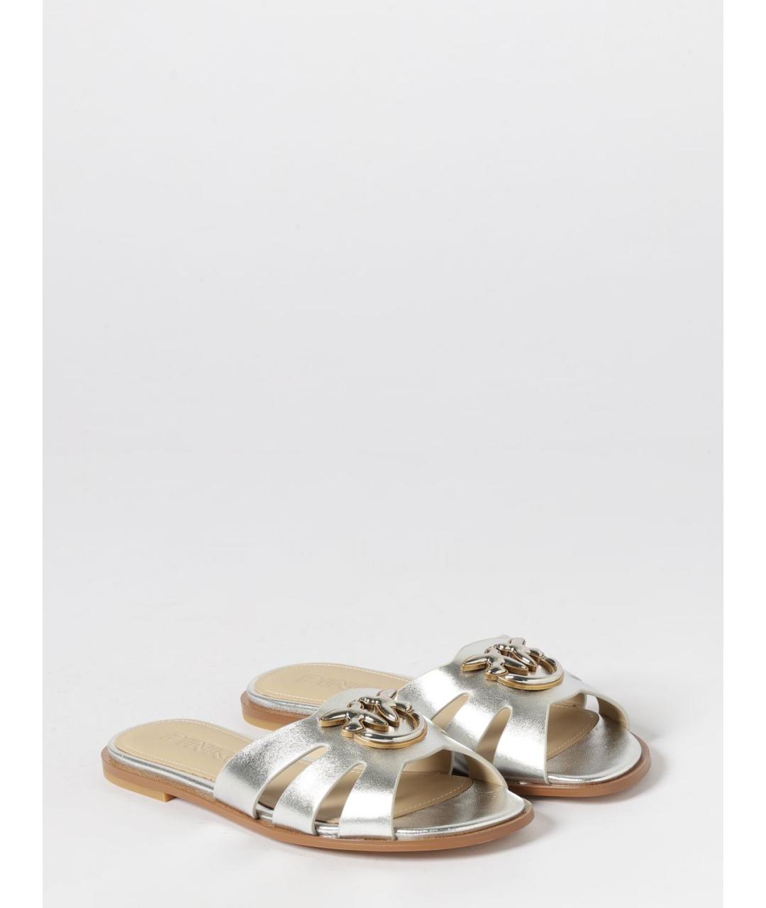 PINKO Серебряные кожаные сандалии, фото 2