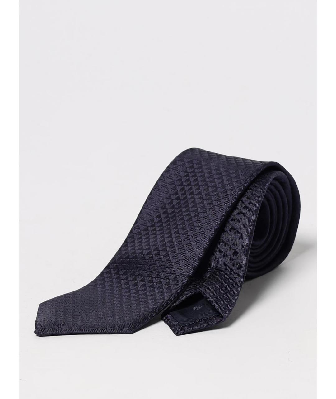 EMPORIO ARMANI Синий шелковый галстук, фото 3