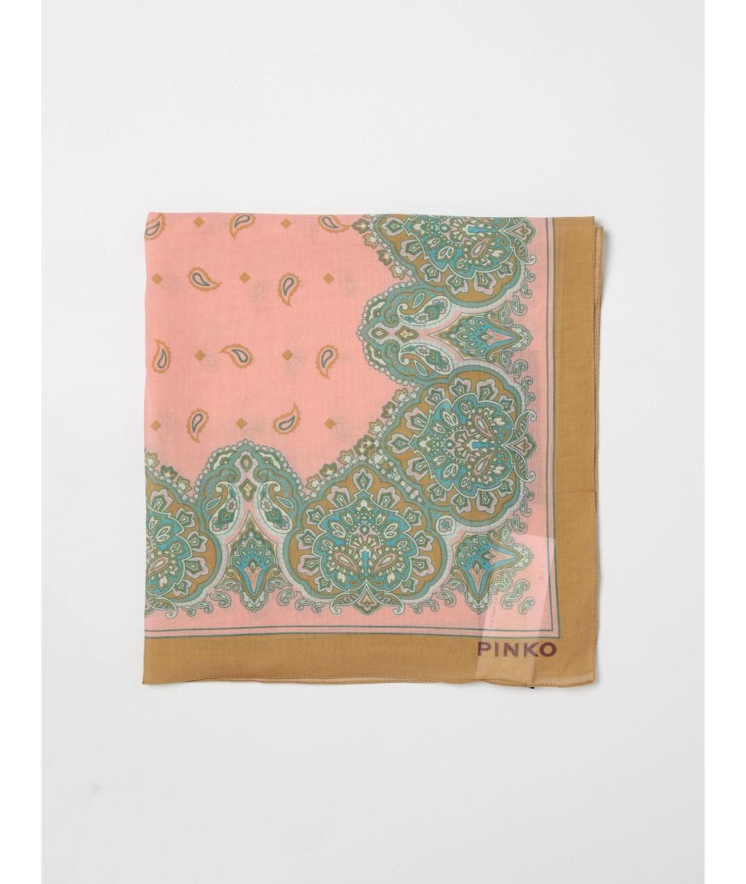 PINKO Розовый хлопковый шарф, фото 4